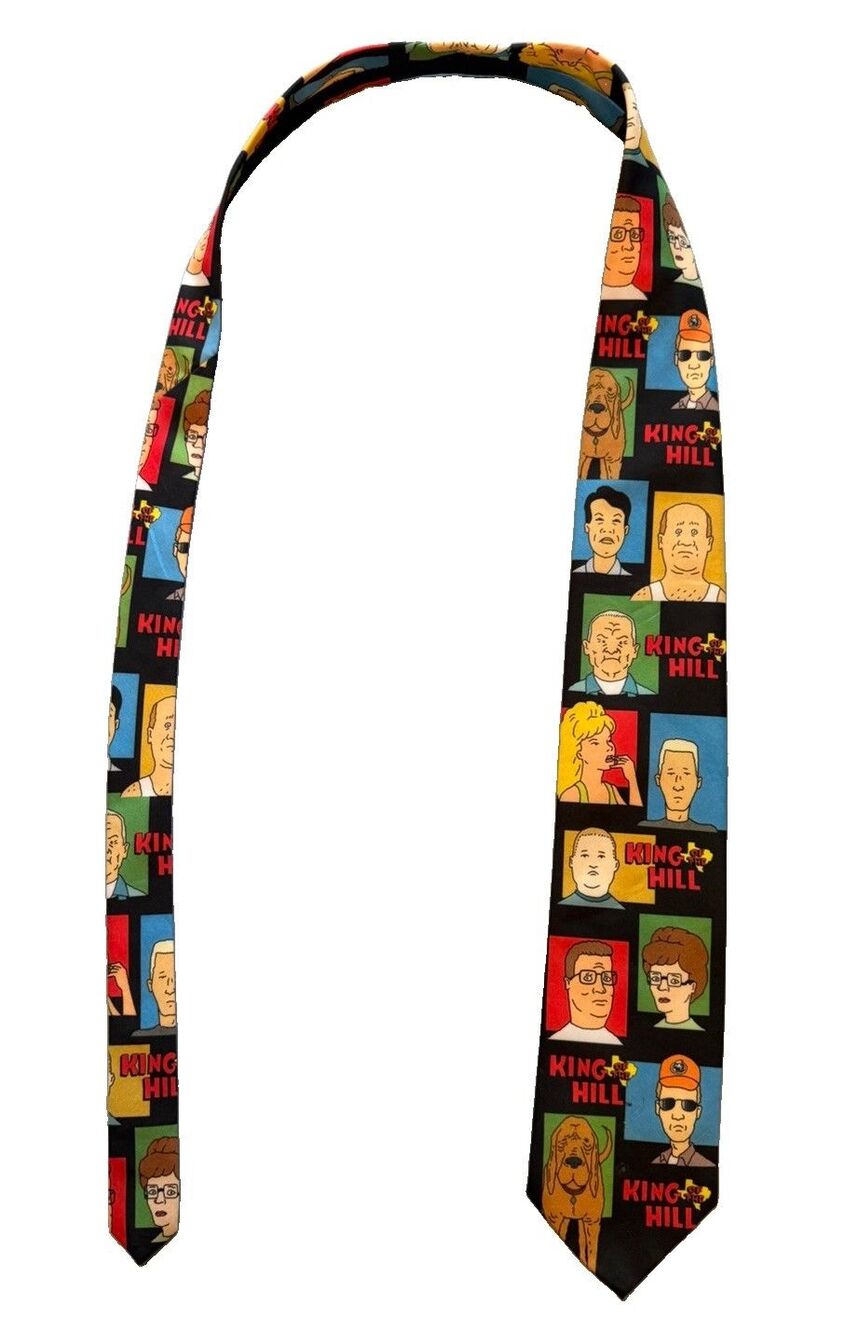 Vintage 1998 King of the Hill Necktie Mens Black Hank Hill Ralph Marlin Tie